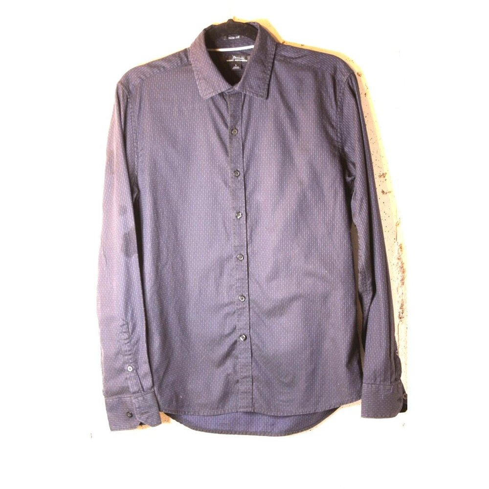 MARC ANTHONY Shirt Men Adult SZ Small Button Up Slim Fit Long Sleeve Pocket Navy